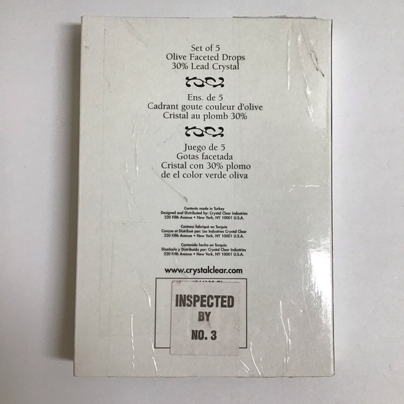 Crystal Chandelier Faceted Prisms Teardrops Olive Green SET OF 5 Ornaments *NOTE - Picture 3 of 8